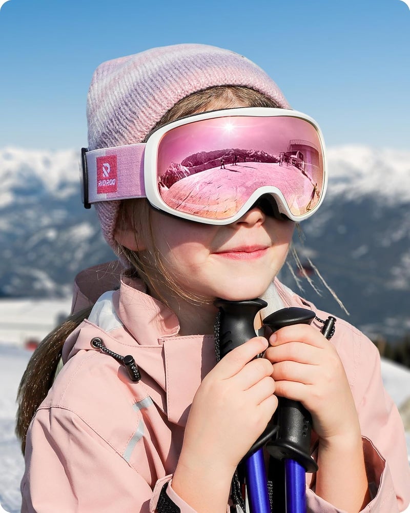 RIOROO Kids Ski Goggles for Boys Girls Aged 3-14, 100% UV Protection OTG Ski Goggles - Image 2